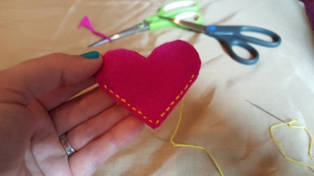 Felt Heart Bookmark - the hearts sewn together