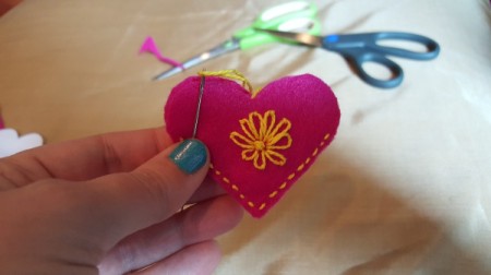 Felt Heart Bookmark - completed heart