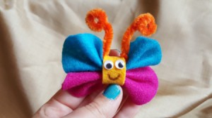 blue and magenta felt butterfly
