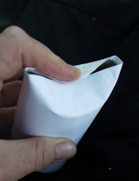 Easy Recycled Owl - Folding to tube to make ears.