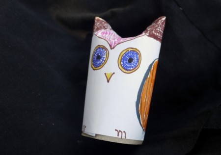 Easy Recycled Owl - Adding color to the owl.
