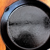 A clean and shiny cast iron pan