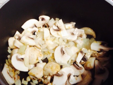 mushrooms & onions in pan