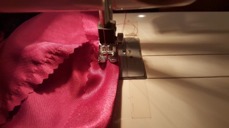Sewing the lining together.