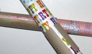 Rolls of wrapping paper with cardboard tubes