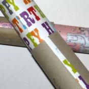 Rolls of wrapping paper with cardboard tubes