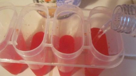 Fizzy Cherry Popsicles - juice in mold