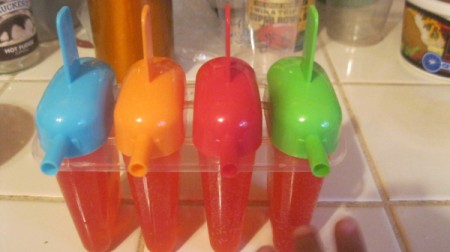 Fizzy Cherry Popsicles - tops on filled molds