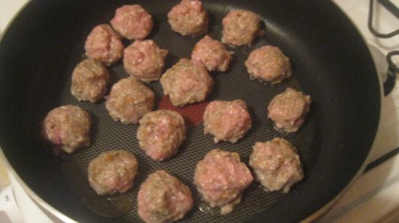 cooking meatballs