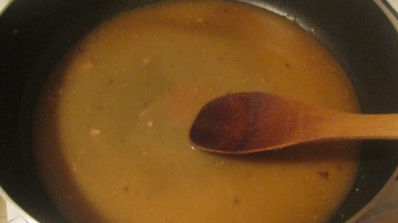 cooking sauce in pan