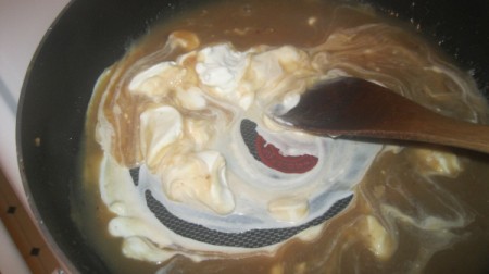 sour cream added to sauce