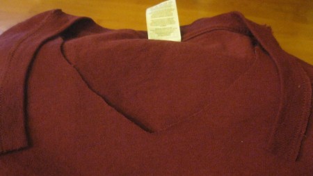 A new V-neck cut into a crew t-shirt.