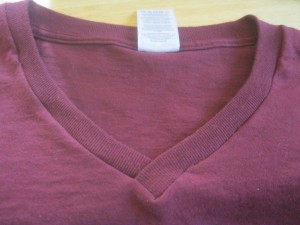 closeup of one finished neckline