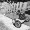 black and white photo of mower