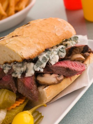 steak and blue cheese sandwich