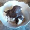 ice cream with chocolate shell topping