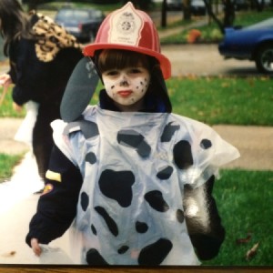 child wearing costume