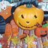A Halloween decoration with a jack 'o lantern