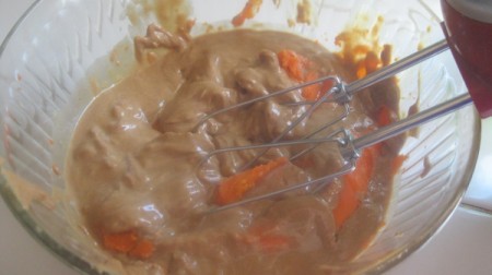 melted caramel corn with peanut butter