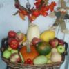 veggies from garden and fall wreath