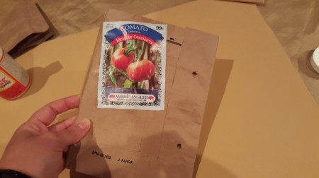 Glueing the seed packet sides to the card.