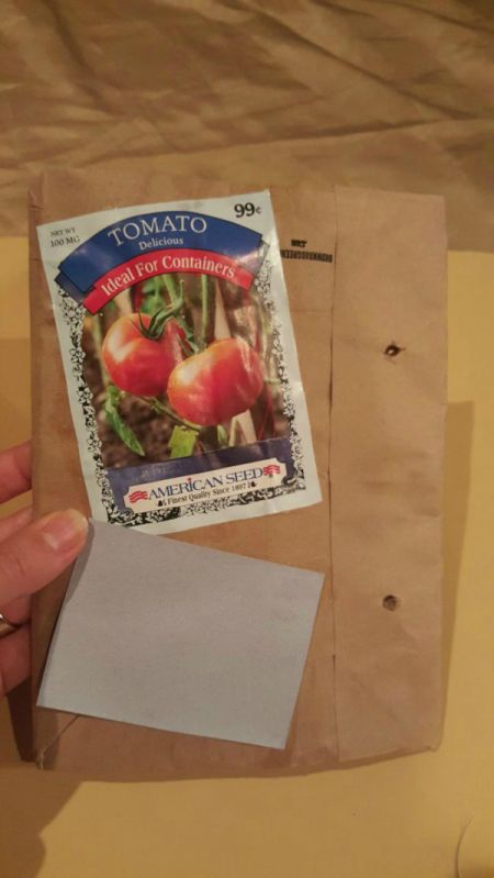 Glueing the seed packet sides to the card.