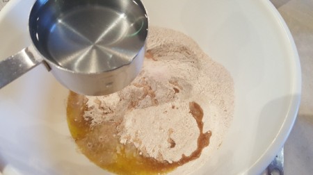 adding water to flour