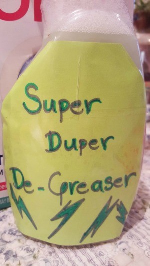 bottle of degreaser