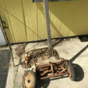 reel mower in pieces