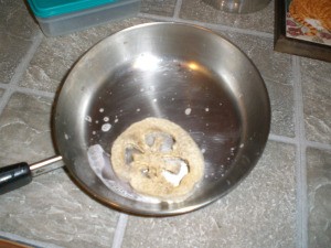 A slice of luffa as a pot scrubber