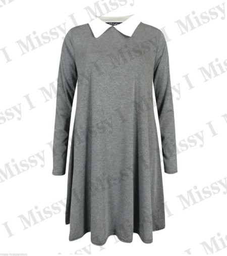 grey dress with white collar