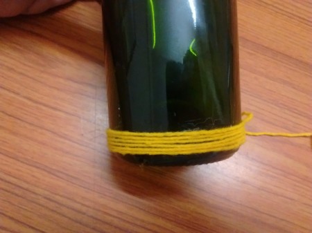 Yarn Wrapped Bottle Vase