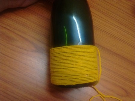 Yarn Wrapped Bottle Vase