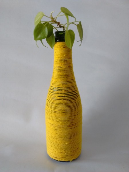 Yarn Wrapped Bottle Vase