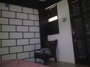 white tile block wall