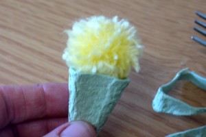 egg carton and pom pom ice cream cone