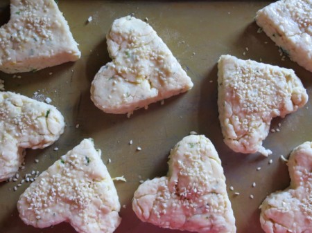 cut scones with sesame seeds