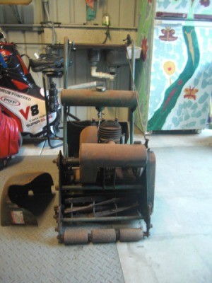 mower in garage or shop