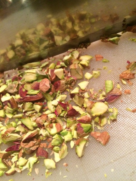 chopped nuts on salmon