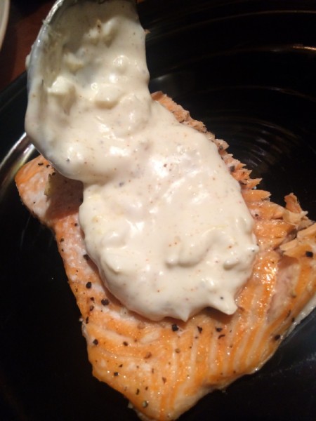 cream sauce on salmon