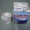 Efferdent tablets in a small container for the bathroom counter.