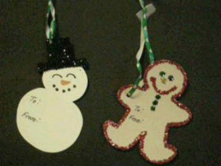 snowman and gingerbread man tags