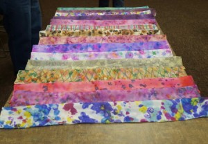 an array of finished scarves