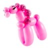 A pink horse made out of balloons.