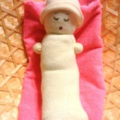 baby doll made from a white sock