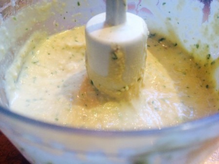 Tahini-Free Hummus - preparing in a food processor