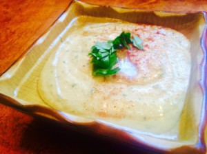Tahini-Free Hummus - in a serving dish
