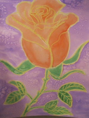 Rose Watercolor Resist Painting