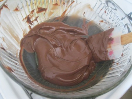 Melted chocolate in a bowl.