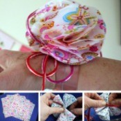 closeup of floral wrist corsage